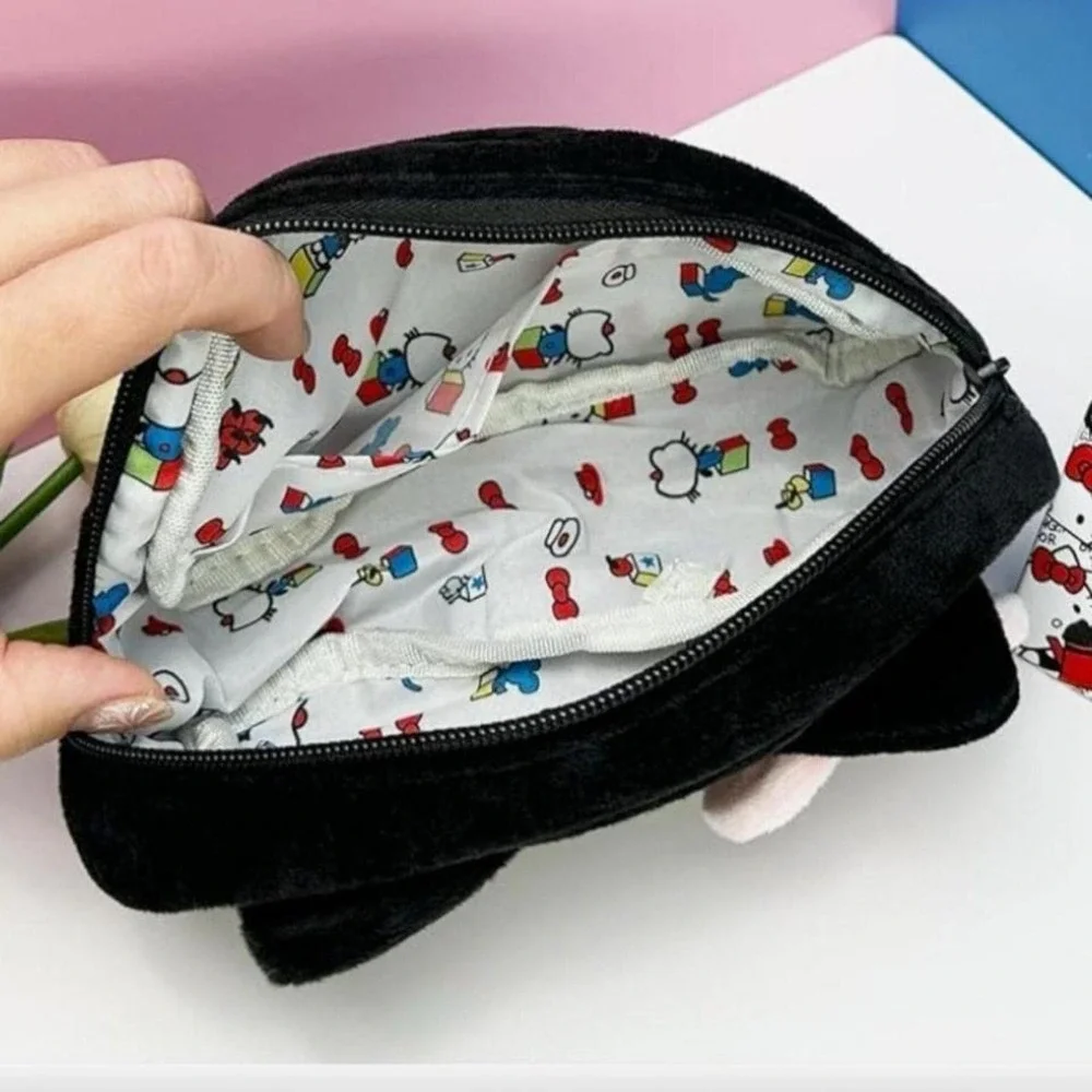 Black‎ and pink soft hello kitty Cosmetic travel bag